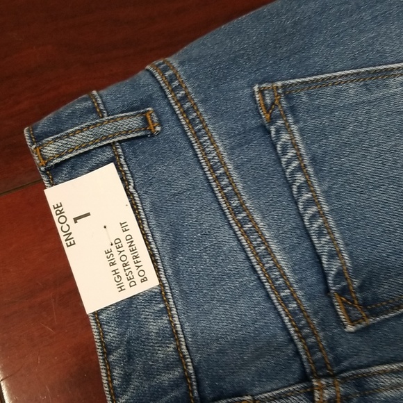 Encore Junior Jeans High Rise Destroyed Boyfriend Fit Size 1 Blue - Picture 6 of 12